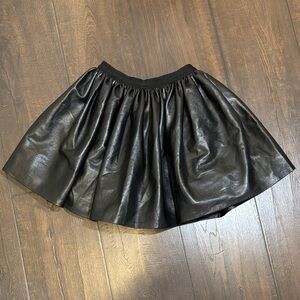 Alice + Olivia Shiny Black Faux Leather Flared Skirt